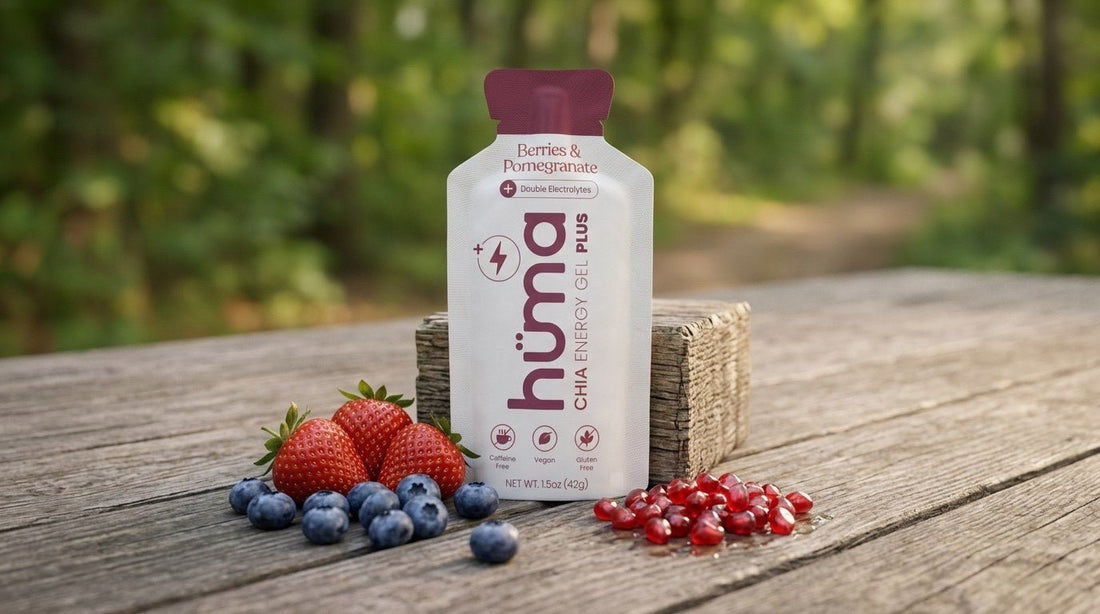 Huma Berries and Pomegranate gel with fresh berries and pomegranate seeds