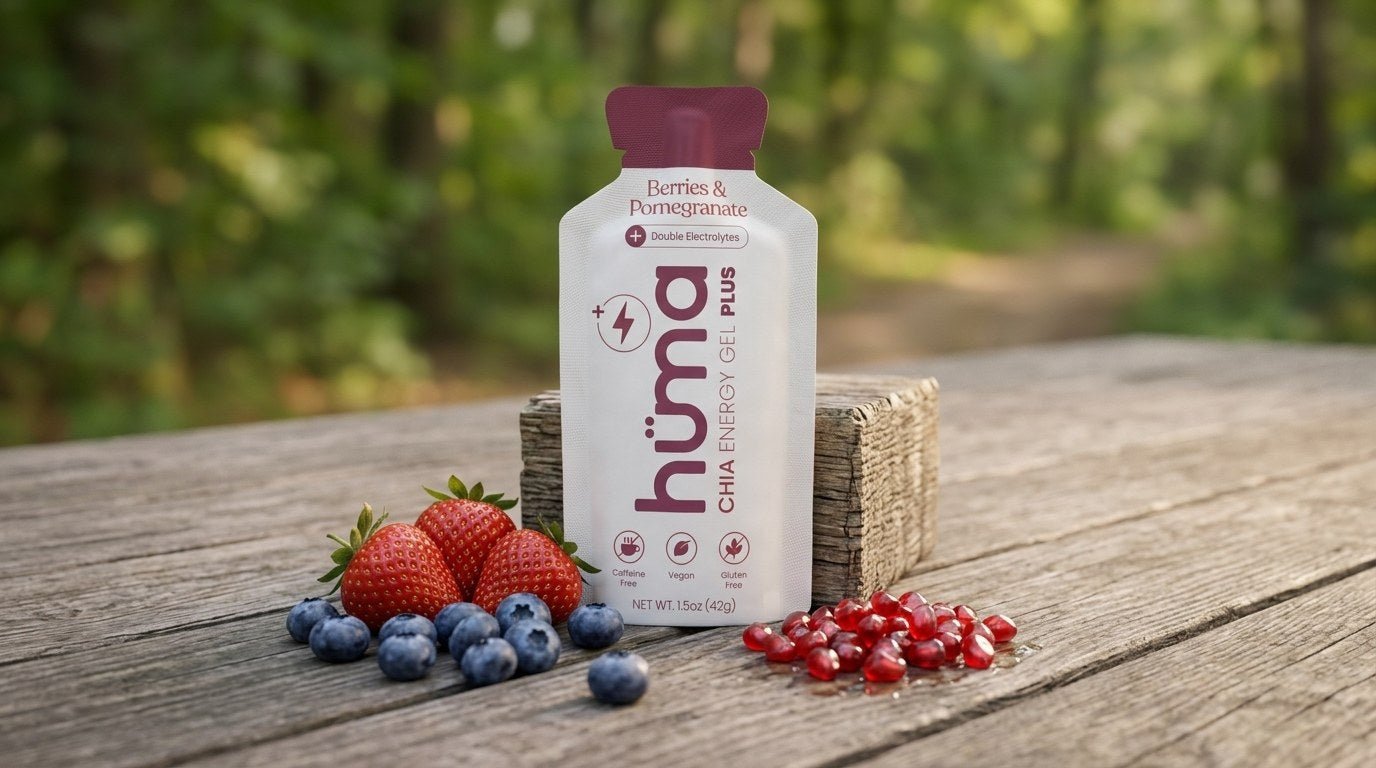 Huma Berries and Pomegranate gel with fresh berries and pomegranate seeds